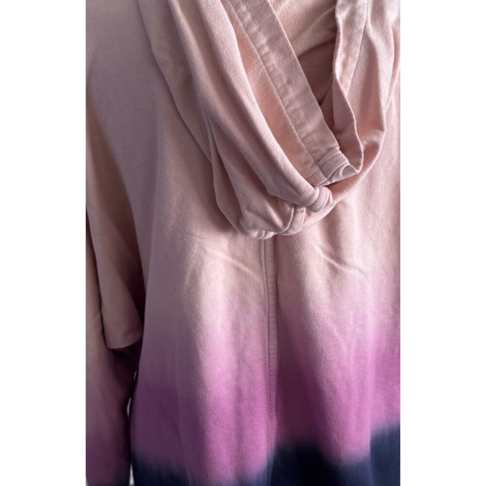 J. Jill Fit Womens Large Petite Quarter Zip Hooded Pink Purple Ombre Sweatshirt - Picture 9 of 10